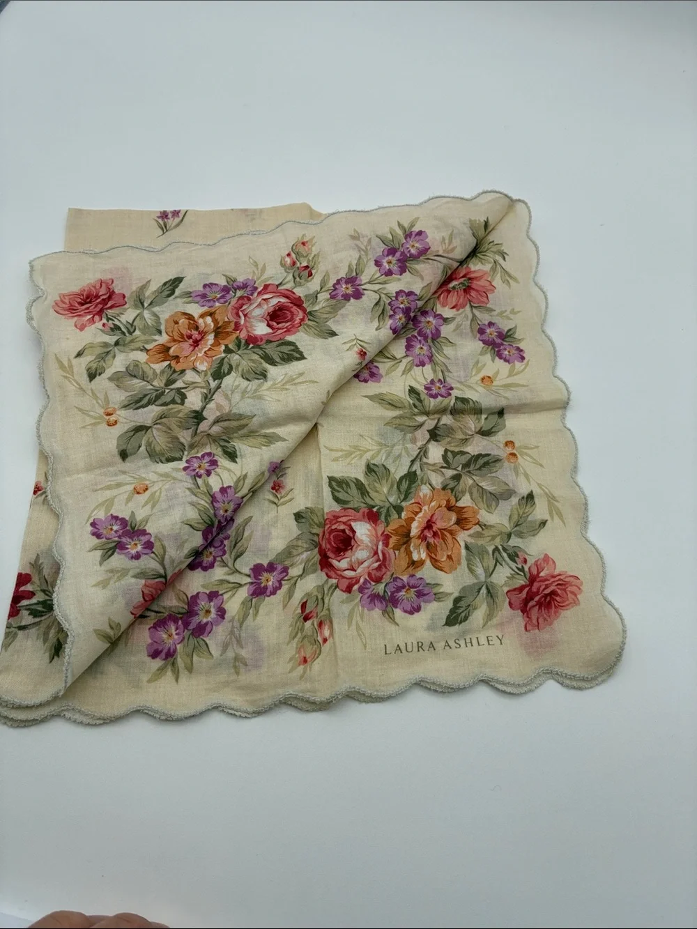 Laura Ashley Floral Scalloped Edge Handkerchief